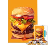 Rompecabezas de 1000 Piezas para Adolescentes con ilustración de una Deliciosa Hamburguesa Doble con Queso Juego desafiante Juguete para ejercitar la Mente antiestrés Regalo de cumpleaños 38x52cm