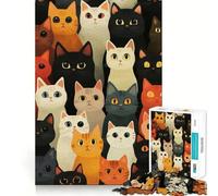 Rompecabezas de 1000 Piezas para Adolescentes con ilustración de una Multitud de Gatos Arte de Corte nítido Regalo para el Desarrollo cognitivo Tiempo de Juego Tranquilo Regalo de decoración navideña
