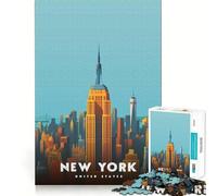 Rompecabezas de 1000 Piezas para Adolescentes con ilustración del Horizonte de la Ciudad de Nueva York Arte de Corte preciso Juguete Inteligente para ejercitar Tiempo de Juego Actividad de cumpleaños