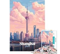 Rompecabezas de 1000 Piezas para Adolescentes con ilustración del Horizonte de Shanghái Ideal para Juegos educativos Regalos de cumpleaños y diversión Familiar tamaño 38x52cm
