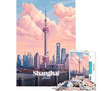 Rompecabezas de 1000 Piezas para Adolescentes con ilustración del Horizonte de Shanghái Juego Imposible Juguetes adictivos para Cultivar la Paciencia Regalos de cumpleaños Decoración de Pared 75x50cm