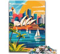 Rompecabezas de 1000 Piezas para Adolescentes con ilustración del Horizonte de Sídney Juego desafiante y Familiar Decoración de Pared cumpleaños y Navidad (tamaño 38x26cm)