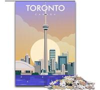 Rompecabezas de 1000 Piezas para Adolescentes con ilustración del Horizonte de Toronto, Apto para Mayores de 14 años, Juegos educativos, Regalos de Amigo Secreto, 26x38cm