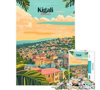 Rompecabezas de 1000 Piezas para Adolescentes con ilustración del Paisaje Urbano de Kigali Ruanda Juego Familiar Juguetes educativos Regalo de cumpleaños Divertido y con Humor (tamaño 38x26cm)