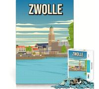 Rompecabezas de 1000 Piezas para Adolescentes con ilustración del Paisaje Urbano de Zwolle póster de Viaje Juego de Ajuste desafío Mental Juguete Momento de diversión Tranquila Escena