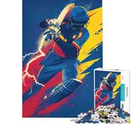 Rompecabezas de 1000 Piezas para Adolescentes con ilustración dinámica de un Jugador de Cricket Un Reto Educativo Actividades Familiares Juegos relajantes para Mayores de 14 años (50x75cm)