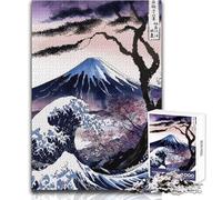 Rompecabezas de 1000 Piezas para Adolescentes, con la Imagen del Monte Fuji y la Ola de Hokusai, Ideal para Aprender, cumpleaños (tamaño 38x52cm)