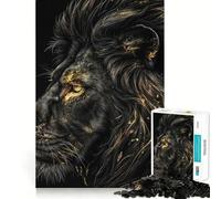 Rompecabezas de 1000 Piezas para Adolescentes con Leones Negros y Dorados,diseño de Corte Suave,Juego Mental,Regalo para Relajarse y divertirse en Navidad (38x52cm)