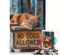 Rompecabezas de 1000 Piezas para Adolescentes con Letrero de Prohibido el Paso a Perros decoración de Pared de Juguete Divertido y con Humor Regalos de cumpleaños 50x75cm