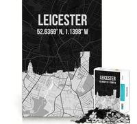 Rompecabezas de 1000 Piezas para Adolescentes con Mapa de la Ciudad de Leicester,Horizonte Urbano,diseño de Bordes precisos,Actividad para desarrollar la Mente,Juego Relajante,Regalo de cumpleaños