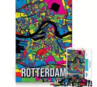 Rompecabezas de 1000 Piezas para Adolescentes con Mapa de la Ciudad de Rotterdam,Estilo Pop Art,Corte preciso,Juguete Inteligente para el Cerebro,Tiempo de Juego Relajante,Actividad de cumpleaños