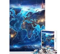 Rompecabezas de 1000 Piezas para Adolescentes con Mapa del Mundo futurista Juegos Familiares para divertirse en Familia Juguetes antiestrés Que mejoran el Amor Entre Parejas (52x38cm)