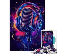 Rompecabezas de 1000 Piezas para Adolescentes con micrófono Retro y Auriculares Ayuda a ejercitar el Cerebro el análisis y la lógica Juegos Divertidos para Mayores de 14 años (38x52cm)