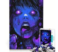Rompecabezas de 1000 Piezas para Adolescentes con Ojos Brillantes, Arte de Anime de Terror, Juego Imposible, interacción Entre Padres e Hijos, cumpleaños 38x52cm