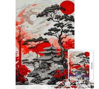 Rompecabezas de 1000 Piezas para Adolescentes con Paisaje Lunar japonés Juegos relajantes para Mejorar la Memoria Juguetes de decoración para el hogar Entrena tu Cerebro y Tus Manos (75x50cm)