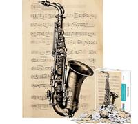 Rompecabezas de 1000 Piezas para Adolescentes con partituras de saxofón Juego de ingenio Juguete Intelectual Excelentes Regalos y Juguetes Divertidos y con Humor (Tamaño 38x52cm)