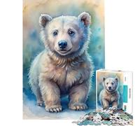 Rompecabezas de 1000 Piezas para Adolescentes con Pintura en Acuarela de un Adorable osezno Juegos relajantes Juguetes adictivos para Cultivar la Paciencia Un Gran Regalo Un Reto difícil (38x52cm)