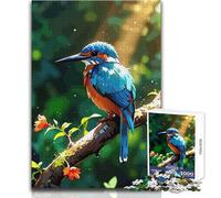 Rompecabezas de 1000 Piezas para Adolescentes con Pintura Vibrante de un martín Pescador en una Rama Actividad educativa Divertida y lógica sentimiento cálido Tamaño 50x75cm