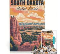 Rompecabezas de 1000 Piezas para Adolescentes con póster de Paisaje de Dakota del Sur Juguetes para armar interacción Entre Padres e Hijos cumpleaños 38x26cm