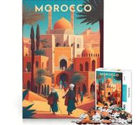 Rompecabezas de 1000 Piezas para Adolescentes con póster de Viaje a Marruecos, Juego Educativo, Entrena tu Cerebro y Tus Manos, Regalo para Amigos y Familiares 38x26cm