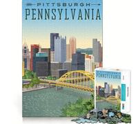 Rompecabezas de 1000 Piezas para Adolescentes con póster del Horizonte de Pittsburgh,diseño de Bordes precisos,Ideal para desarrollar la Mente,un Juego Regalar en cumpleaños 38x26cm