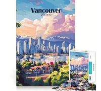 Rompecabezas de 1000 Piezas para Adolescentes con póster del Horizonte de Vancouver, Juego de Ajuste, desafío Mental, Juguete, Momento de diversión Tranquila, Escena navideña, Arte (50x75cm)