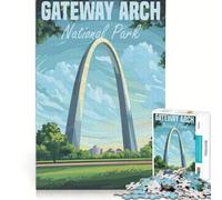Rompecabezas de 1000 Piezas para Adolescentes con póster del Parque Nacional Gateway Arch, un Juego práctico, Divertido y con Humor, Ideal para cumpleaños y como Regalo Original 38x52cm