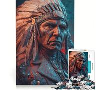 Rompecabezas de 1000 Piezas para Adolescentes con Retrato de Jefe Indio, Juguetes antiestrés, Actividades Divertidas para Hacer en casa, un Gran Regalo para los Amantes de los Videojuegos 38x26cm