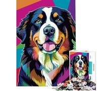 Rompecabezas de 1000 Piezas para Adolescentes con Retrato de Perro de montaña bernés a Color Juego Familiar Que desafía la Inteligencia Cerebral Juguetes adictivos Obra de Arte Regalo Actividades