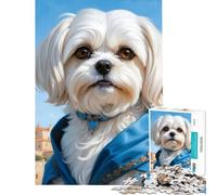 Rompecabezas de 1000 Piezas para Adolescentes con Retrato de un majestuoso Perro maltés Juguetes educativos y relajantes Una Obra de Arte Regalo de cumpleaños Tamaño 38x26cm