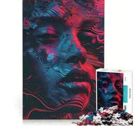 Rompecabezas de 1000 Piezas para Adolescentes con Rostro Abstracto en neón, decoración de Pared de Juguete, para diversión Familiar, para Fortalecer el Amor Entre Parejas 50x75cm