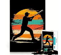 Rompecabezas de 1000 Piezas para Adolescentes con Silueta de Jugador de béisbol Decoración de Corte preciso Juguete para ejercitar la Mente Juego de Paz Regalo Divertido de Navidad (38x26cm)