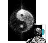 Rompecabezas de 1000 Piezas para Adolescentes con símbolo Abstracto Yin Yang Juguetes de decoración para el hogar Arte de Pared cumpleaños (50x75cm)