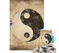 Rompecabezas de 1000 Piezas para Adolescentes con símbolo Yin Yang Vintage Rompecabezas para Adultos Juego Interactivo decoración de Pared cumpleaños y Navidad (tamaño 50x75cm)