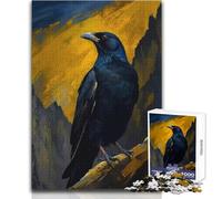 Rompecabezas de 1000 Piezas para Adolescentes con un Cuervo posado sobre una montaña Divertido Juego cognitivo de Aprendizaje reflexivo Tamaño 38x52cm