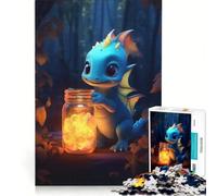 Rompecabezas de 1000 Piezas para Adolescentes con un Lindo Dinosaurio Luminoso, Ideal para Relajarse, divertirse en casa cumpleaños o Navidad 38x52cm
