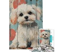 Rompecabezas de 1000 Piezas para Adolescentes con un Lindo Retrato de Perro maltés en Panel de Madera Rompecabezas para Adultos Juegos relajantes Que mejoran la Memoria Toda