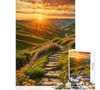 Rompecabezas de 1000 Piezas para Adolescentes con un Sendero al Atardecer en la montaña cumpleaños Juego Educativo con Piezas aleatorias Que encajan Perfectamente (38x26cm)