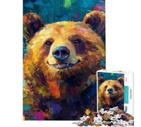 Rompecabezas de 1000 Piezas para Adolescentes con un Vibrante Retrato de Oso Juego práctico y Educativo Regalos de cumpleaños Difícil (tamaño 38x26cm)