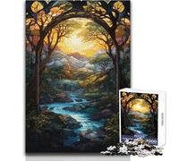 Rompecabezas de 1000 Piezas para Adolescentes, con una Cascada Surrealista al Atardecer, Ideal para Aprender, Regalo de cumpleaños (tamaño 38x26cm)