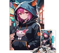 Rompecabezas de 1000 Piezas para Adolescentes con una Hermosa Chica Anime Que Ayuda a ejercitar el Cerebro Decoración para el hogar Juego práctico para Mayores de 14 años 50x75cm