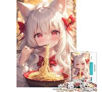 Rompecabezas de 1000 Piezas para Adolescentes con una Linda Chica Anime Que Come Ramen Difícil y desafiante Pero Divertido y con Humor Decoración de Pared Apto para Mayores de 14 años 38x52cm