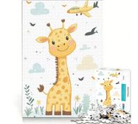 Rompecabezas de 1000 Piezas para Adolescentes con una Linda ilustración de Jirafa, Ideal para Juegos Familiares, con Corte de precisión cumpleaños y Navidad 38x26cm