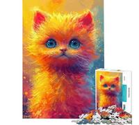 Rompecabezas de 1000 Piezas para Adolescentes con Vibrante Mirada Felina Desafío Educativo Decoración para el hogar Juegos educativos Apto para Mayores de 14 años (38x26cm)