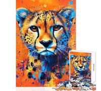 Rompecabezas de 1000 Piezas para Adolescentes con Vibrantes Ilustraciones de Guepardo Juego práctico decoración Juguete Educativo Entrena tu Cerebro y Tus Manos (38x52cm)