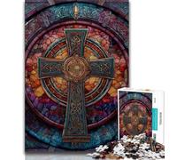 Rompecabezas de 1000 Piezas para Adolescentes con vidrieras Cruzadas, desafiante y Estimulante, Toda la Familia a Partir de 14 años, 38x26cm