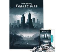 Rompecabezas de 1000 Piezas para Adolescentes con Vista a Kansas City Juego Familiar Juguetes adictivos para Cultivar la Paciencia Regalo Divertido Difícil (Tamaño 75x50cm)