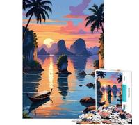 Rompecabezas de 1000 Piezas para Adolescentes con Vista a la bahía de Phang NGA Juegos relajantes Juguetes educativos y desafiantes Regalos de cumpleaños para Mejorar la Memoria (tamaño 38x26cm)