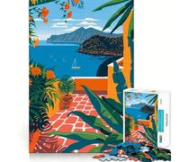 Rompecabezas de 1000 Piezas para Adolescentes con Vista a un Patio Tropical en Italia Decoración Impecable Juguete para ejercitar la Mente Juego para Relajarse Regalo Divertido de Navidad (38x26cm)