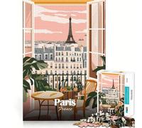 Rompecabezas de 1000 piezas para adolescentes con vista al balcón de París Arte de corte preciso Juguete inteligente para ejercitar el cerebro Tiempo de juego relajante Actividad de cumpleaños 50x75cm